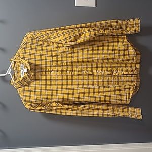Old Navy - Everyday Slim Fit Built-In Flex Yellow Checkered Shirt